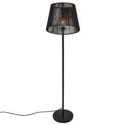 QAZQA Buiten Vloerlamp Zwart Met Kap Zwart Touw Ip44 - Virginia Jayla