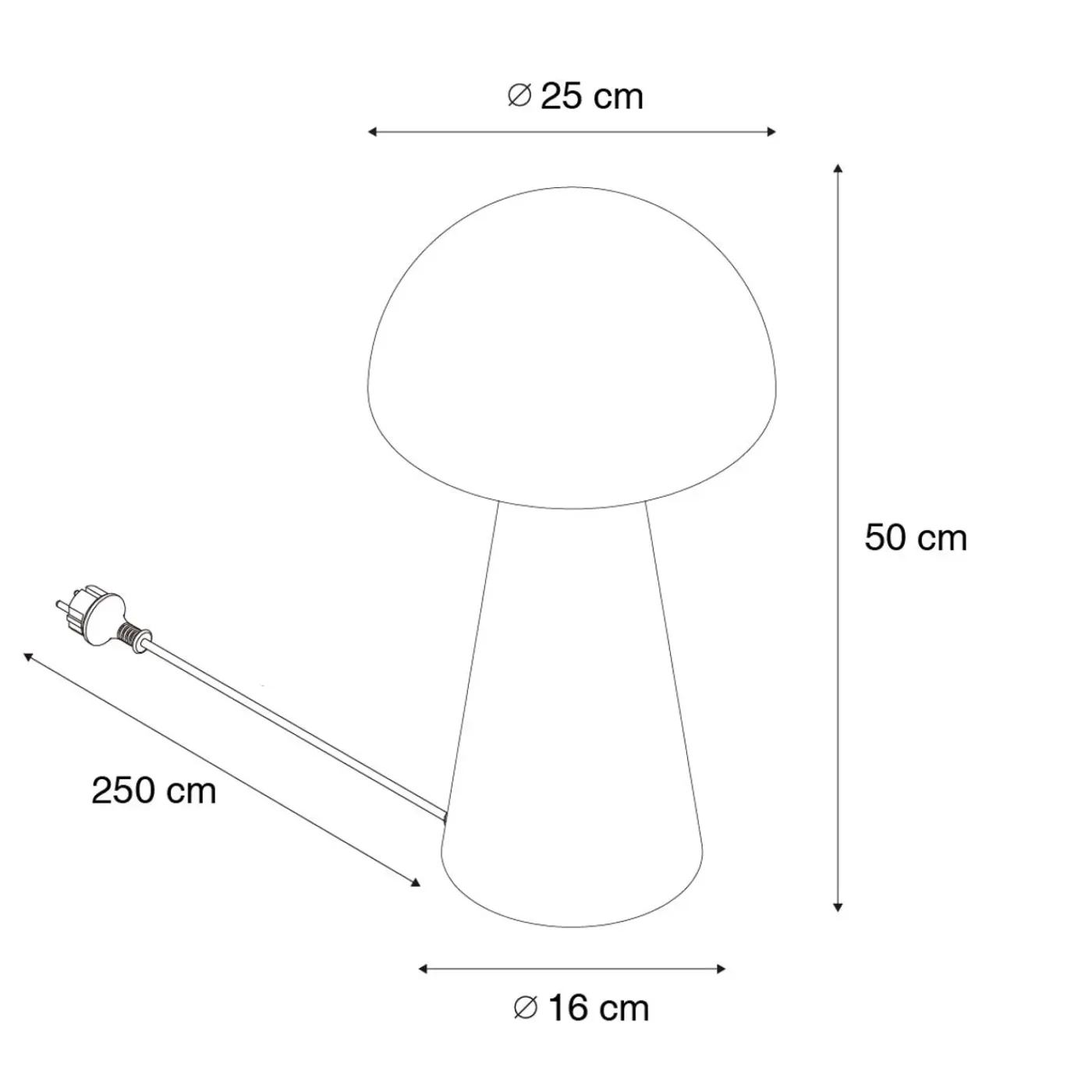 QAZQA Buiten Vloerlamp Zwart 50 Cm - Mushroom