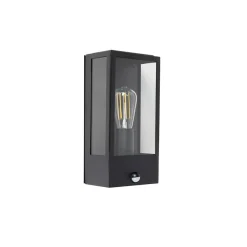 QAZQA Buiten Wandlamp Zwart Met Bewegingsmelder Ip44 - Rotterdam