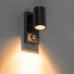 QAZQA Buitenwandlamp Zwart Met Bewegingssensor Ip44 - Solo