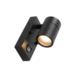 QAZQA Buitenwandlamp Zwart Met Bewegingssensor Ip44 - Solo