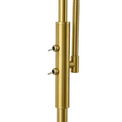 Qazqa Design Vloerlamp Messing Met Amber Glas 2-lichts - Brianna