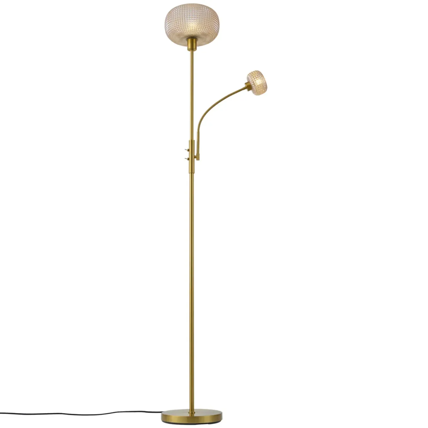 Qazqa Design Vloerlamp Messing Met Amber Glas 2-lichts - Brianna