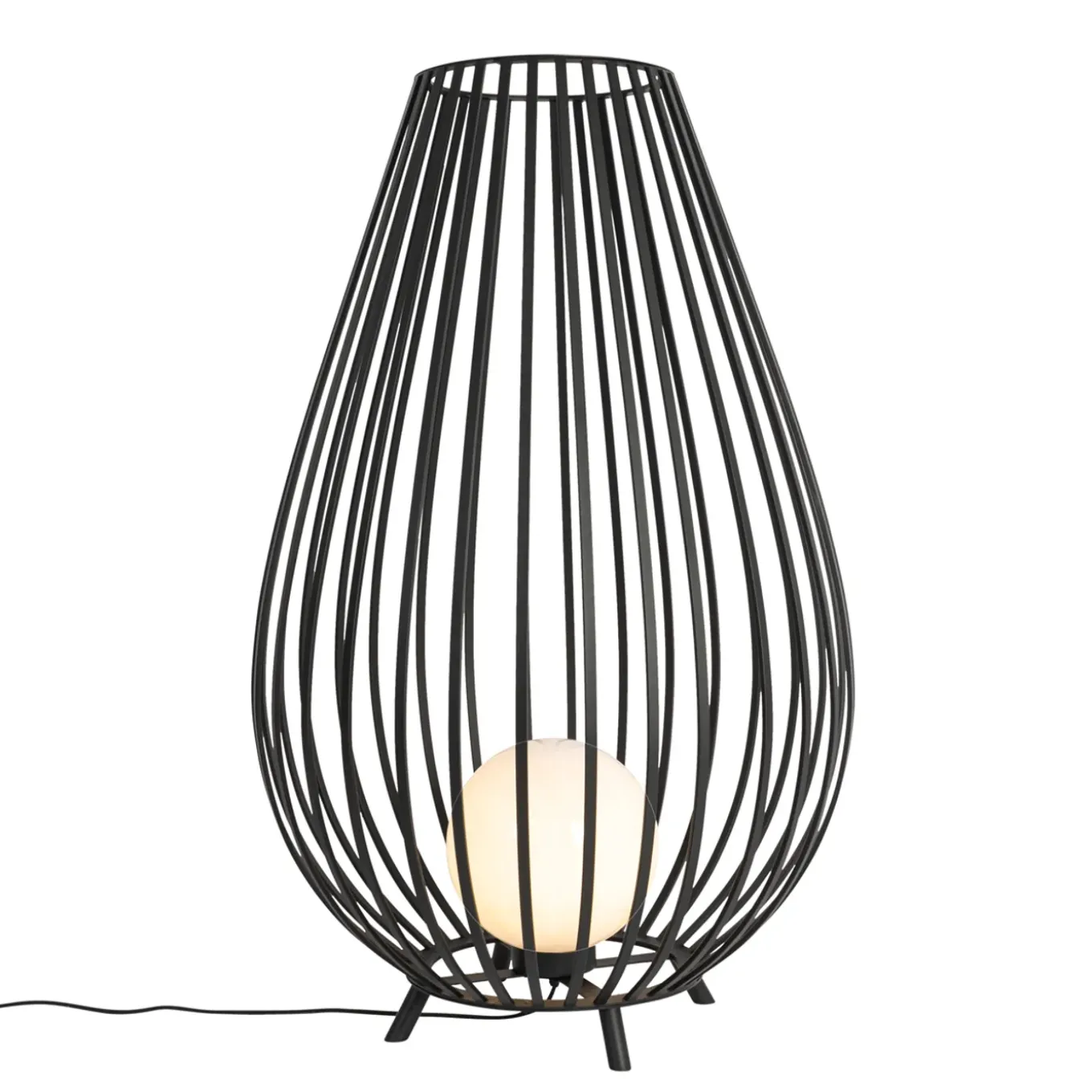 Qazqa Design Vloerlamp Zwart Met Opaal 110 Cm Ip44 - Angela