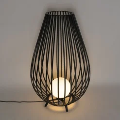 Qazqa Design Vloerlamp Zwart Met Opaal 110 Cm Ip44 - Angela