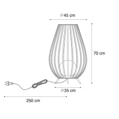 QAZQA Design Vloerlamp Zwart Met Opaal 70 Cm Ip44 - Angela