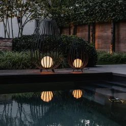 QAZQA Design Vloerlamp Zwart Met Opaal 70 Cm Ip44 - Angela