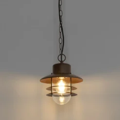 Qazqa Industriële Hanglamp Roestbruin Ip44 - Shell