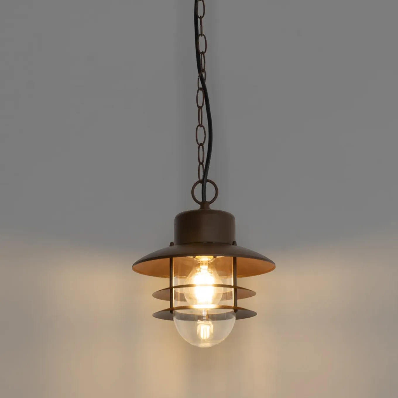 Qazqa Industriële Hanglamp Roestbruin Ip44 - Shell
