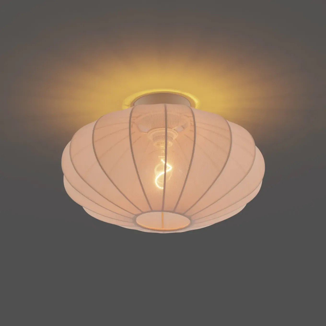 Qazqa Japandi Plafondlamp Beige Met Stoffen Kap - Bida