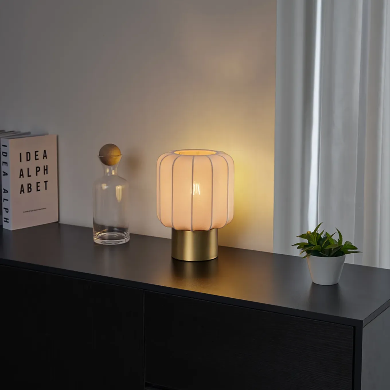 Qazqa Japandi Tafellamp Goud Met Beige Kap - Pluni