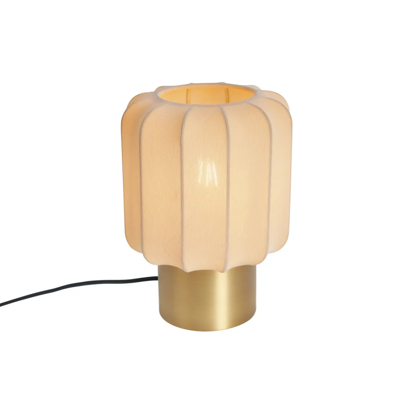 Qazqa Japandi Tafellamp Goud Met Beige Kap - Pluni