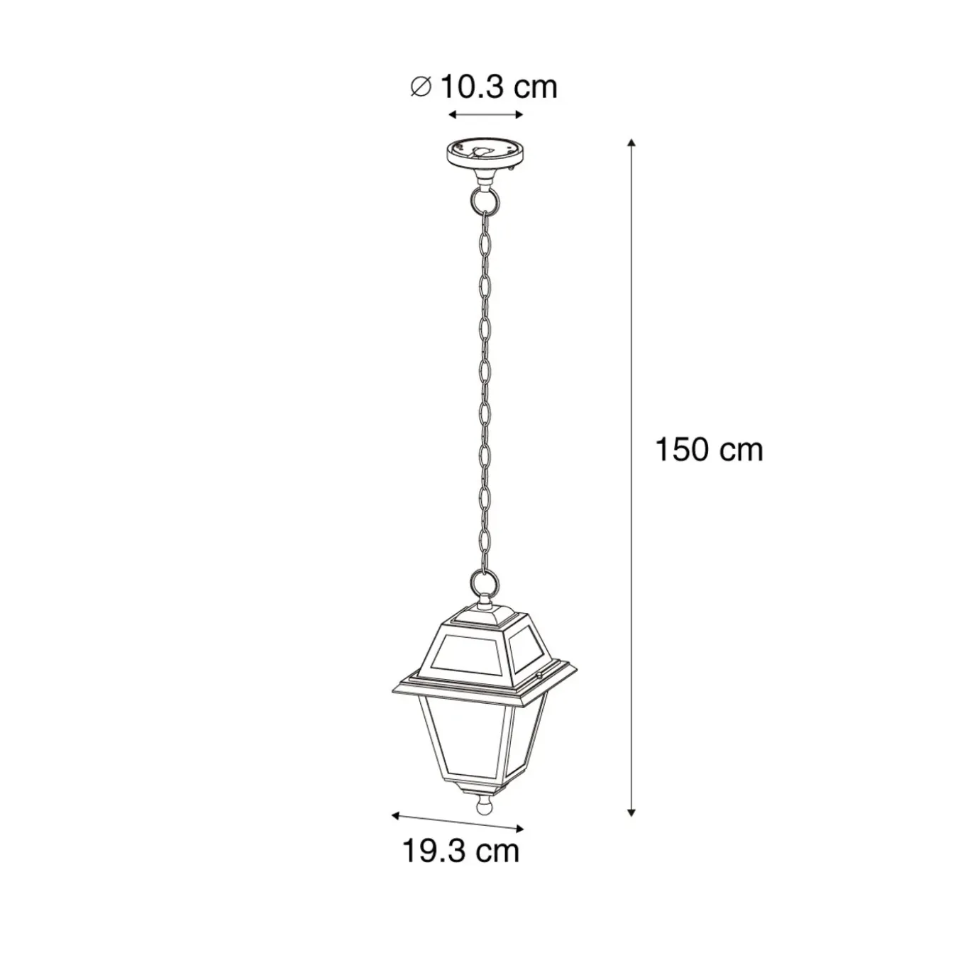 Qazqa Klassieke Buiten Hanglamp Zwart Ip44 - Berta