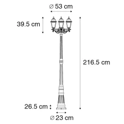Qazqa Klassieke Buiten Lantaarn Zwart 3-lichts Ip44 - New Haven