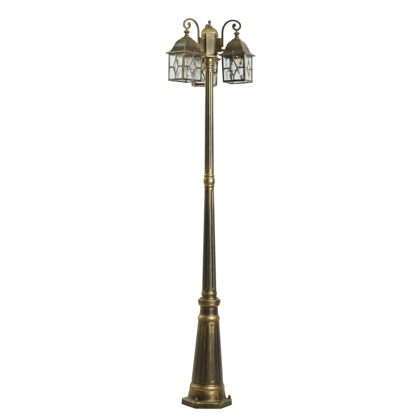 Qazqa Klassieke Buiten Lantaarn Antiek Goud Met Helder Glas 198cm Ip44 - London