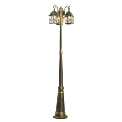 Qazqa Klassieke Buiten Lantaarn Antiek Goud Met Helder Glas 198cm Ip44 - London
