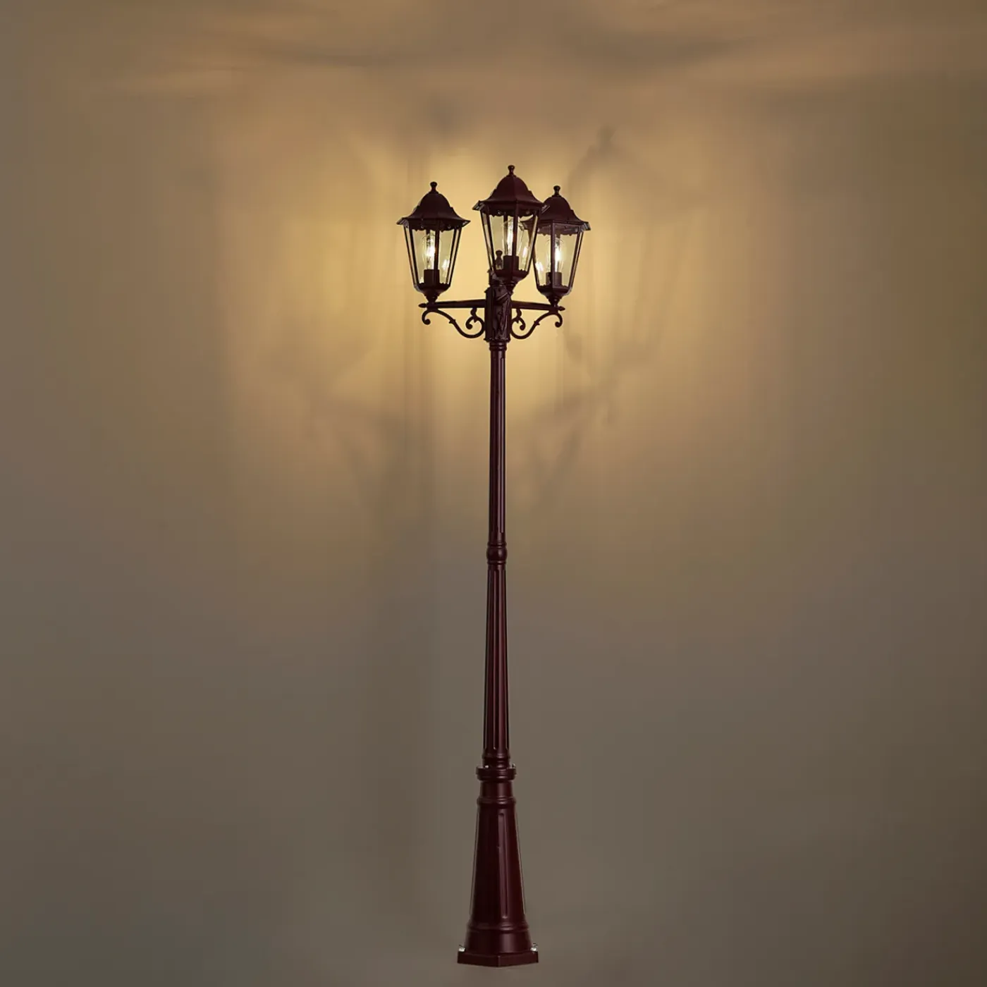 QAZQA Klassieke Buitenlantaarn Donker Rood 220cm 3-lichts Ip44 - Havana