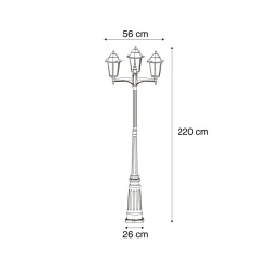 QAZQA Klassieke Buitenlantaarn Donker Rood 220cm 3-lichts Ip44 - Havana