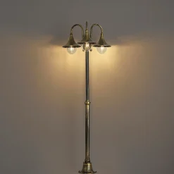QAZQA Klassieke Buitenlantaarn Zwart Met Antiek Goud 200cm 3-lichts Ip44 - Daphne
