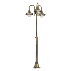 QAZQA Klassieke Buitenlantaarn Zwart Met Antiek Goud 200cm 3-lichts Ip44 - Daphne