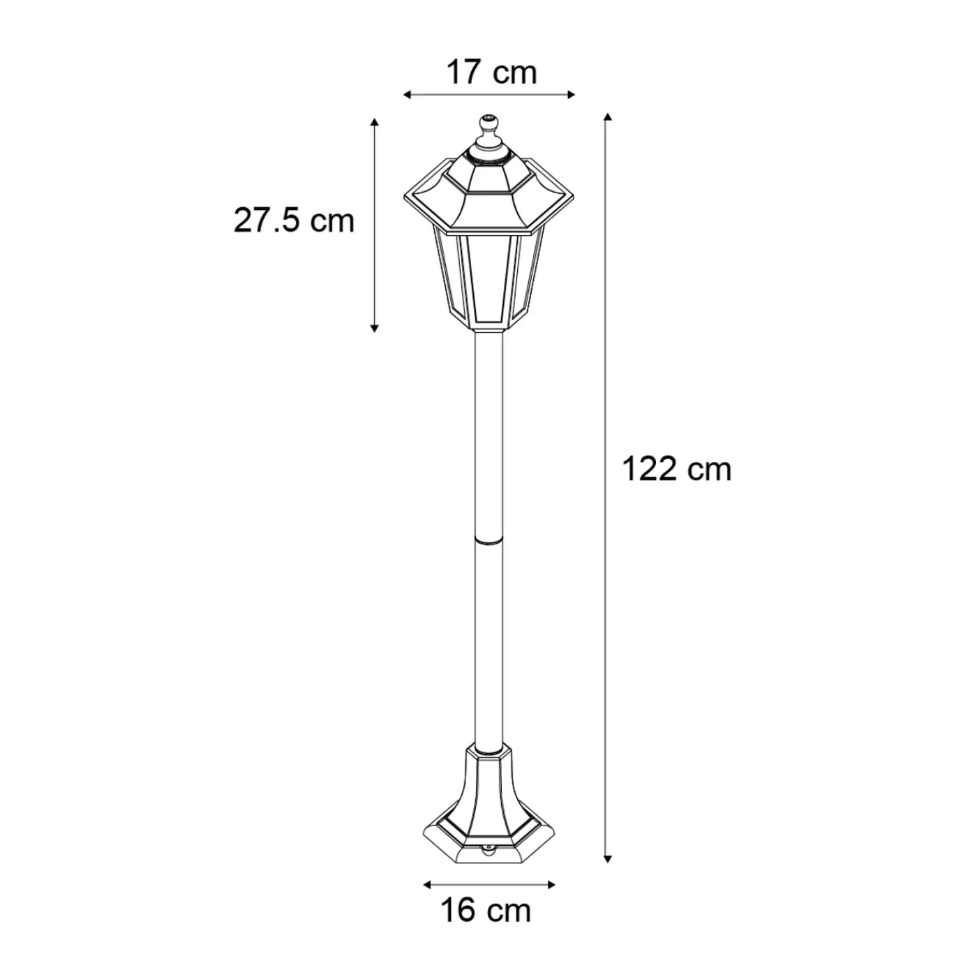 QAZQA Klassieke Buitenpaal Zwart 122cm Ip44 - New Haven Hammered
