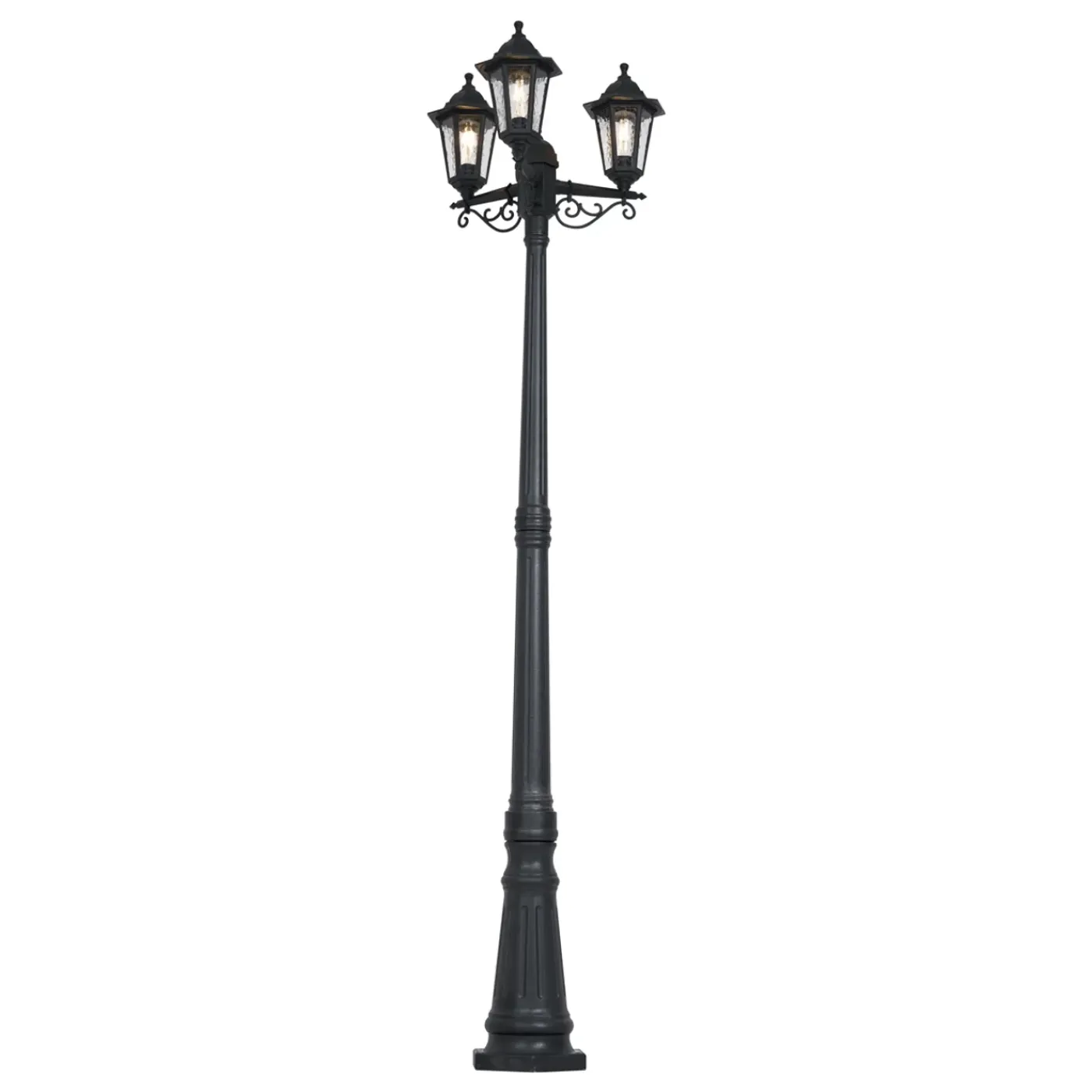 QAZQA Klassieke Buitenpaal Zwart 217cm Ip44 - New Haven Hammered