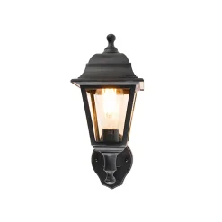 QAZQA Klassieke Buitenwandlamp Zwart Met Bewegingsmelder - Capital