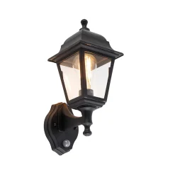 QAZQA Klassieke Buitenwandlamp Zwart Met Bewegingsmelder - Capital