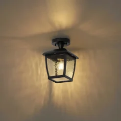 QAZQA Klassieke Plafondlamp Zwart Ip44 - Leuven