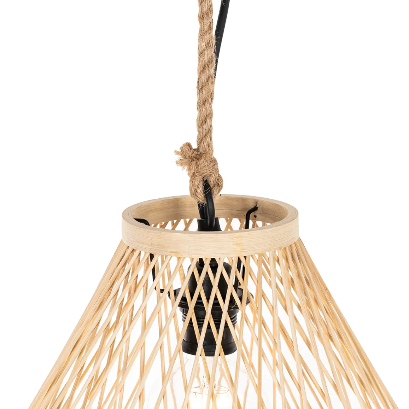 QAZQA Landelijke Buiten Hanglamp Rotan 40x55 Cm - Calamus