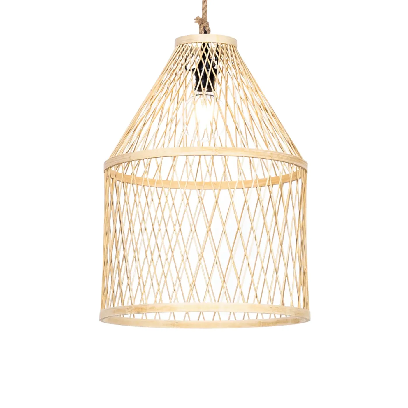 QAZQA Landelijke Buiten Hanglamp Rotan 40x55 Cm - Calamus
