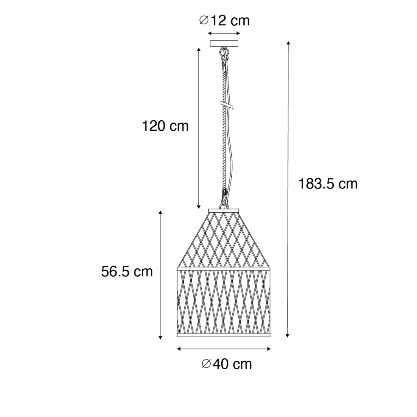QAZQA Landelijke Buiten Hanglamp Rotan 40x55 Cm - Calamus