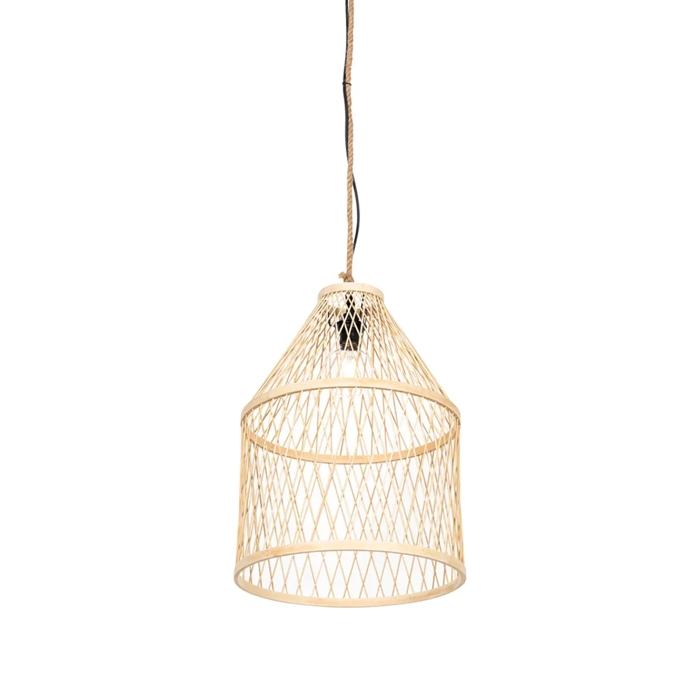 QAZQA Landelijke Buiten Hanglamp Rotan 40x55 Cm - Calamus