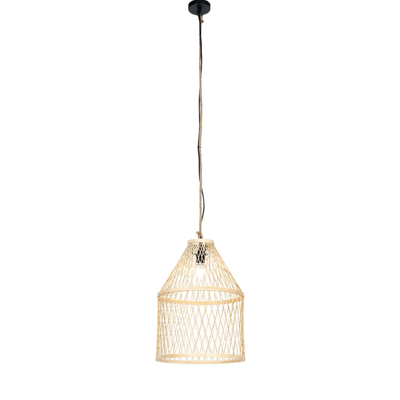 QAZQA Landelijke Buiten Hanglamp Rotan 40x55 Cm - Calamus