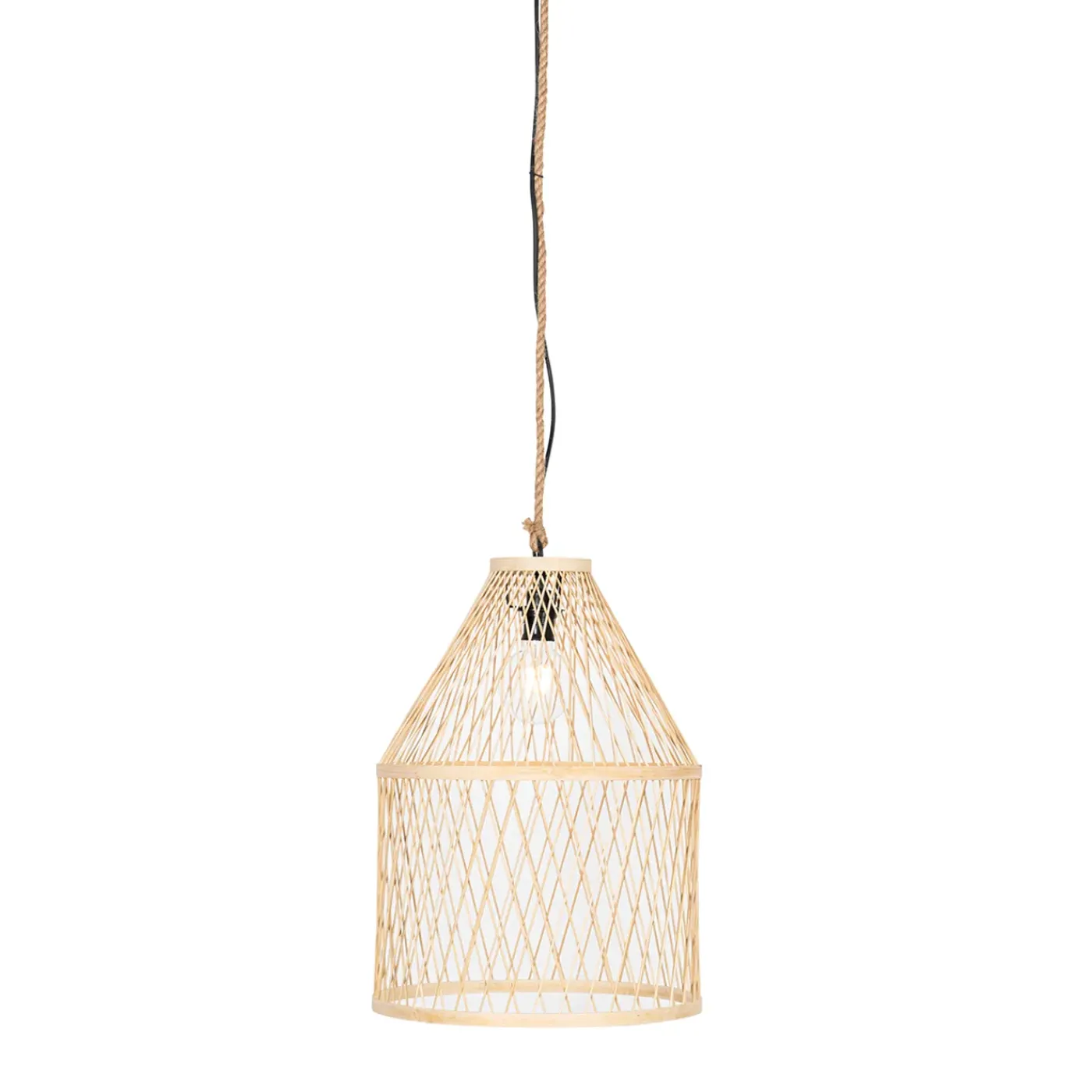 QAZQA Landelijke Buiten Hanglamp Rotan 40x55 Cm - Calamus