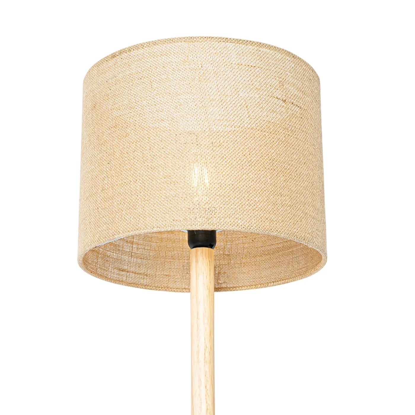 QAZQA Landelijke Vloerlamp Hout Met Linnen Kap Naturel 32 Cm - Mels