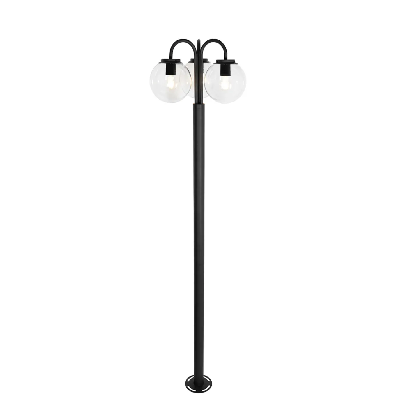 Qazqa Lantaarn Zwart Met Kunststof 200 Cm 3-lichts Ip44 - Sfera