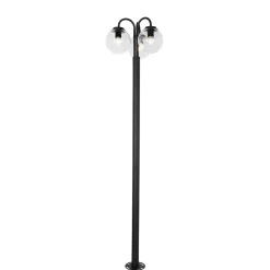 Qazqa Lantaarn Zwart Met Kunststof 200 Cm 3-lichts Ip44 - Sfera