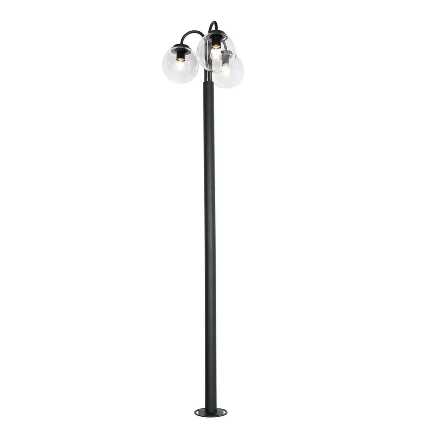 Qazqa Lantaarn Zwart Met Kunststof 200 Cm 3-lichts Ip44 - Sfera