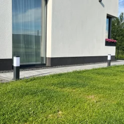 QAZQA Moderne Buitenlamp Paal Donkergrijs Met Opaal 45 Cm Ip44 - Malios