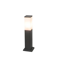 QAZQA Moderne Buitenlamp Paal Donkergrijs Met Opaal 45 Cm Ip44 - Malios