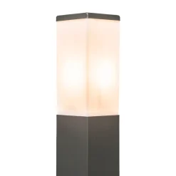 QAZQA Moderne Buitenlamp Paal Donkergrijs Met Opaal 45 Cm Ip44 - Malios