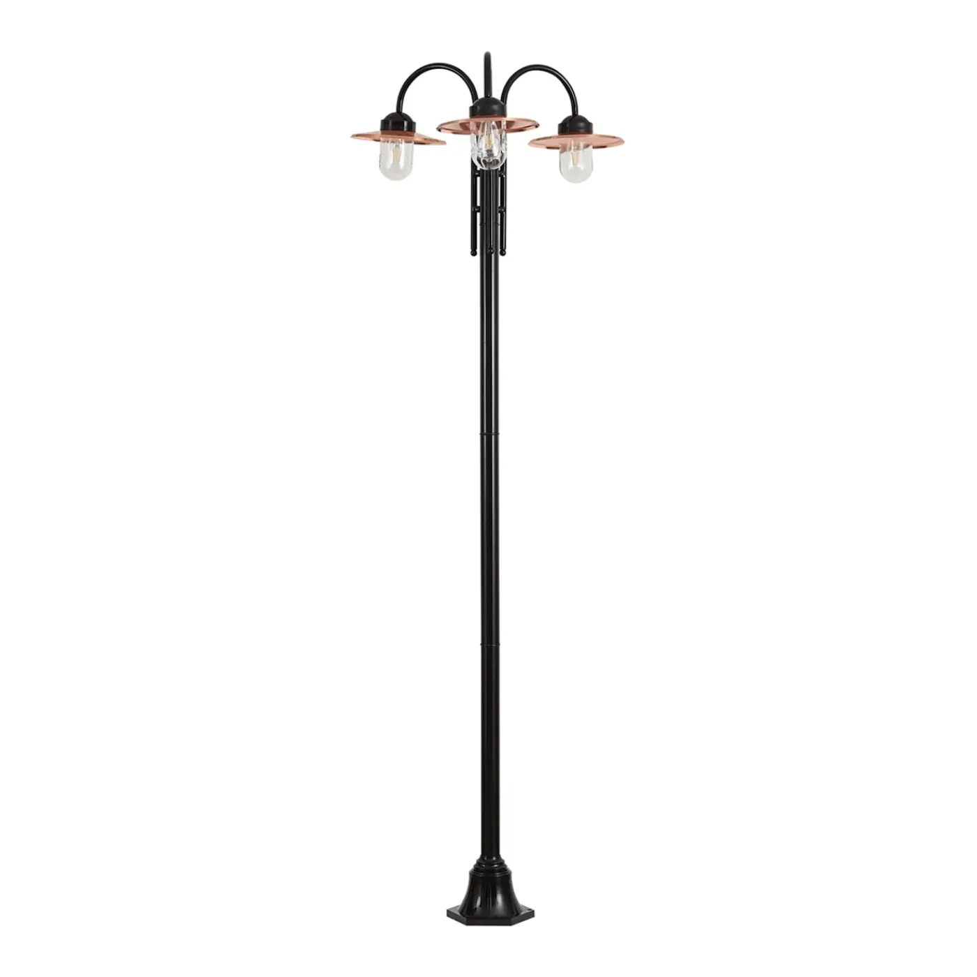 QAZQA Moderne Buitenlamp Zwart Met Koper 235cm 3-lichts Ip44 - Kansas