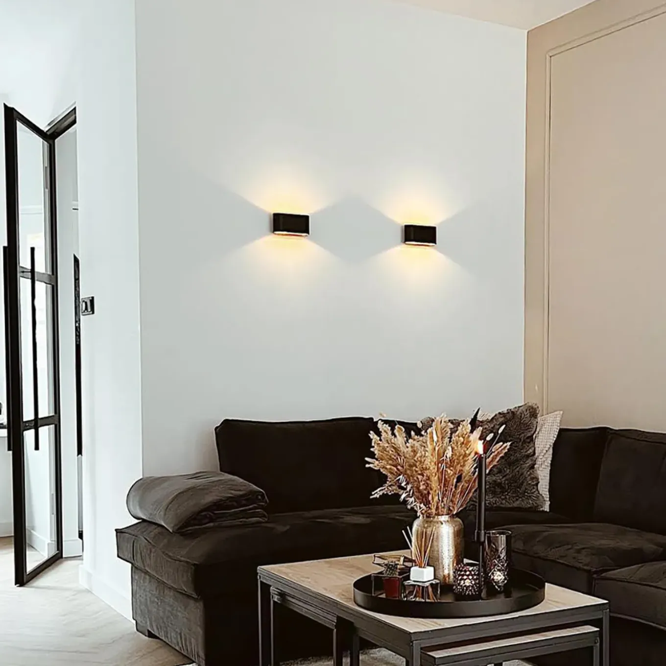 Qazqa Moderne Wandlamp Zwart 2-lichts - Otan
