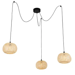 Qazqa Oosterse Buiten Hanglamp Bamboe 3-lichts Ip44 - Rafael