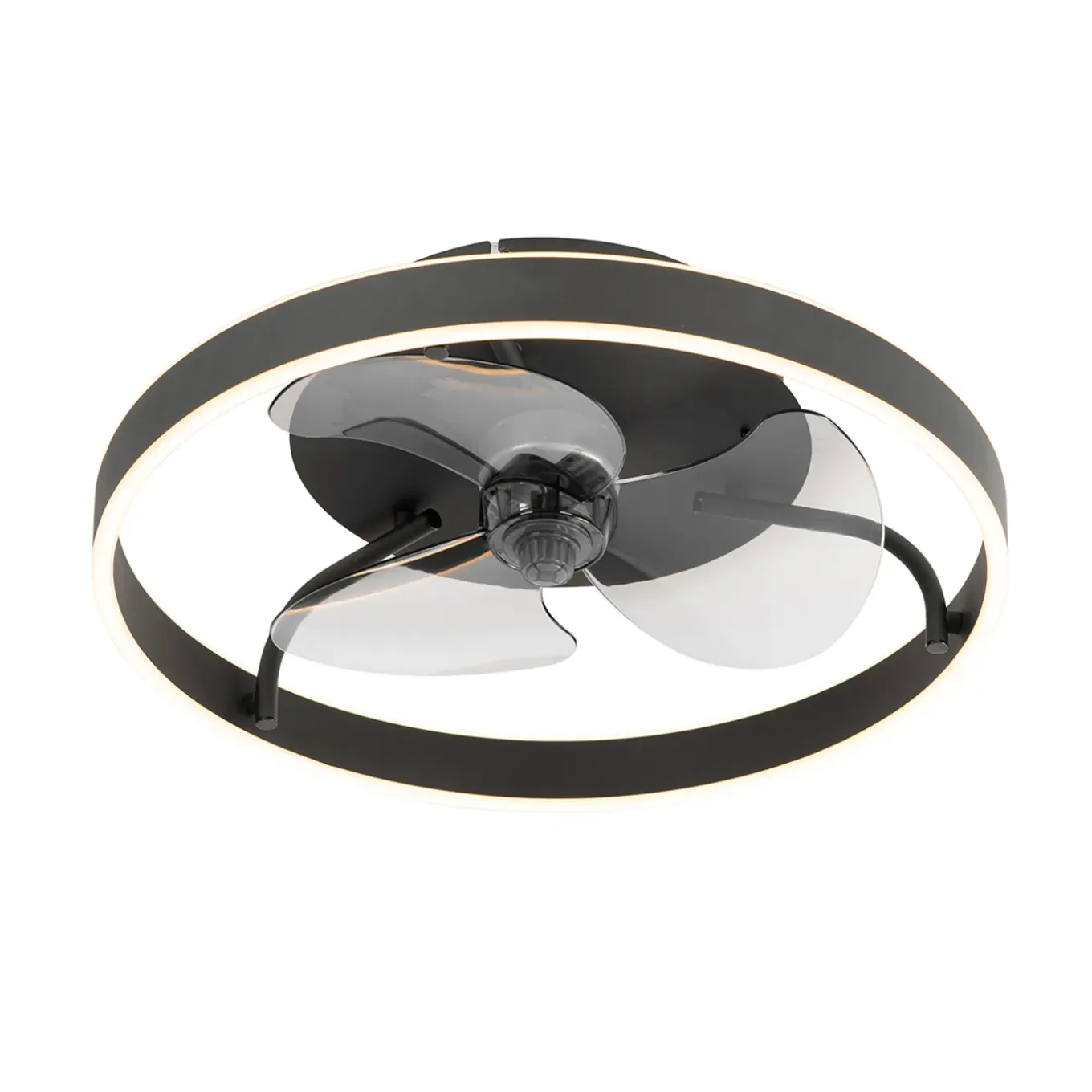 Qazqa Plafondventilator Zwart 50cm Incl. Led Dimbaar Met Afstandsbediening - Maddy