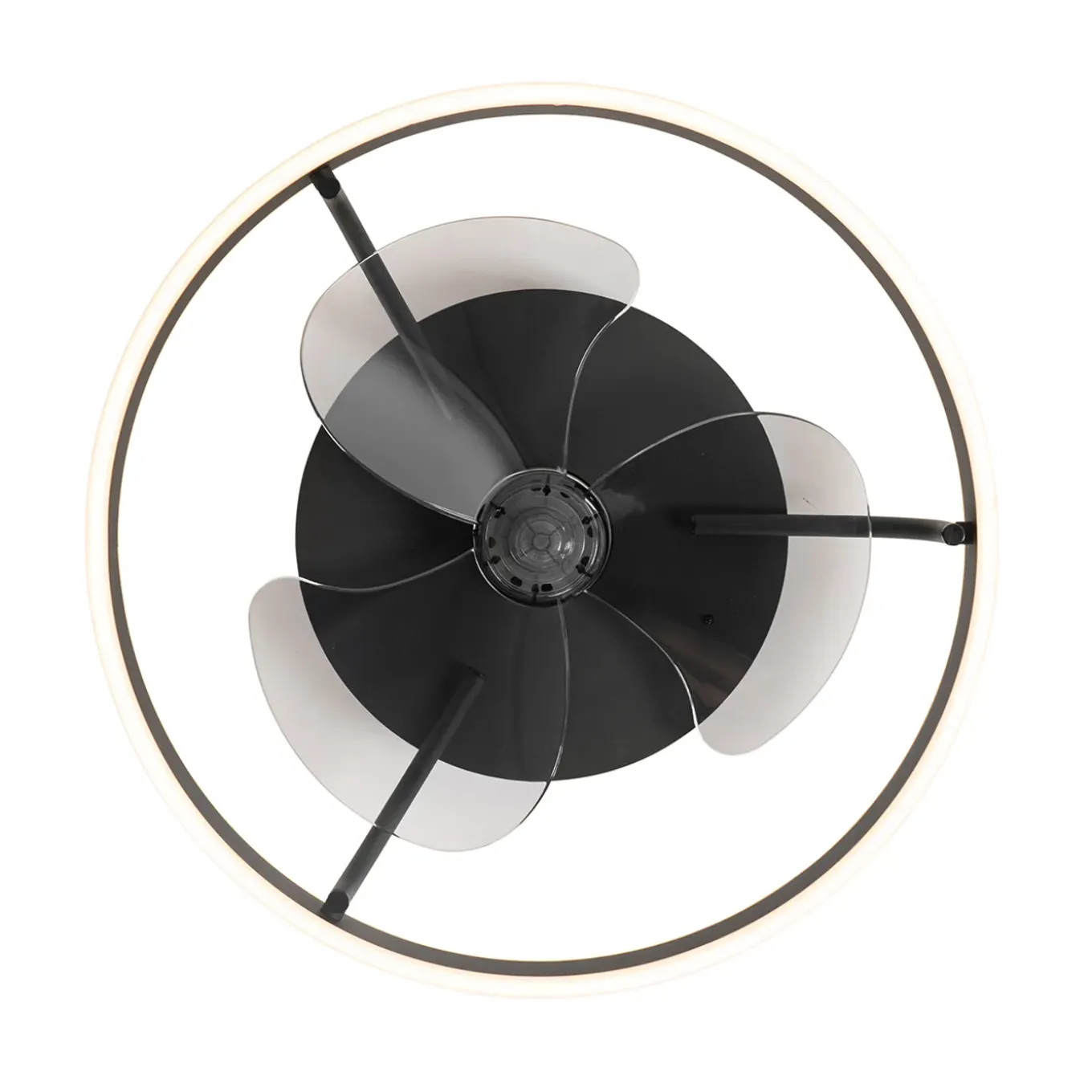 Qazqa Plafondventilator Zwart 50cm Incl. Led Dimbaar Met Afstandsbediening - Maddy