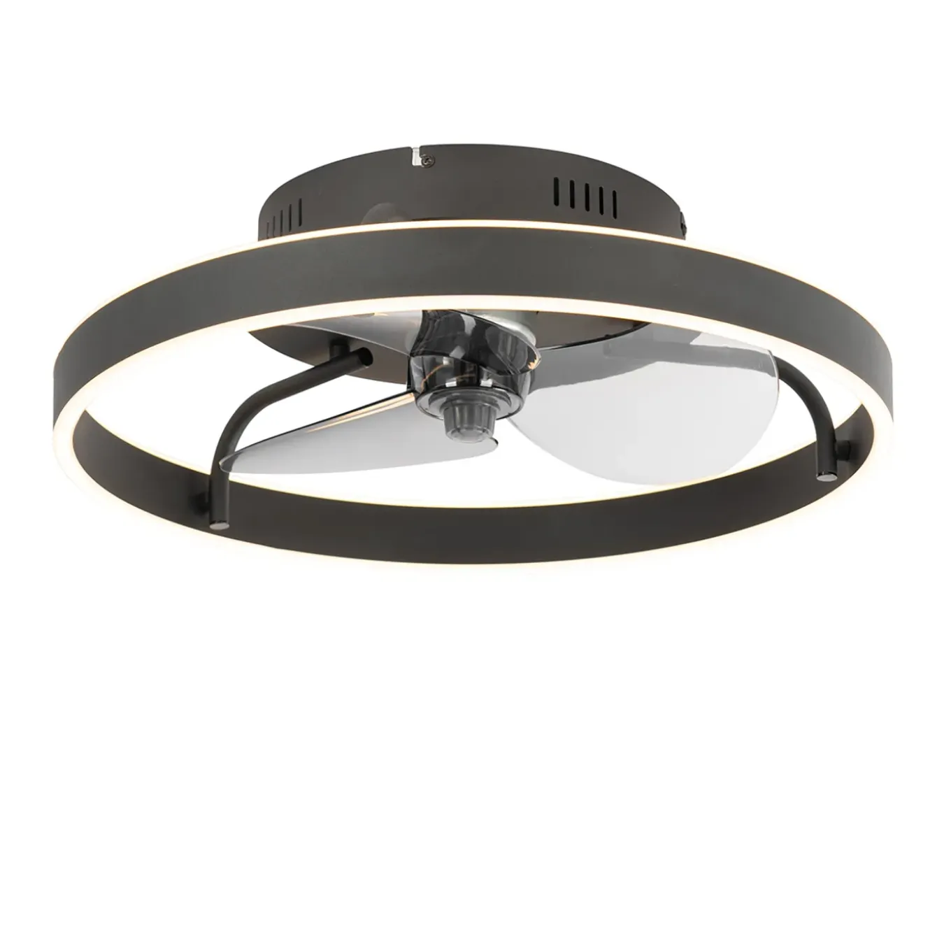 Qazqa Plafondventilator Zwart 50cm Incl. Led Dimbaar Met Afstandsbediening - Maddy