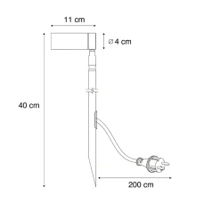 Qazqa Prikspot Zwart 40cm Incl. Led Verstelbaar Ip65 Incl. Snoer En Stekker - Carl