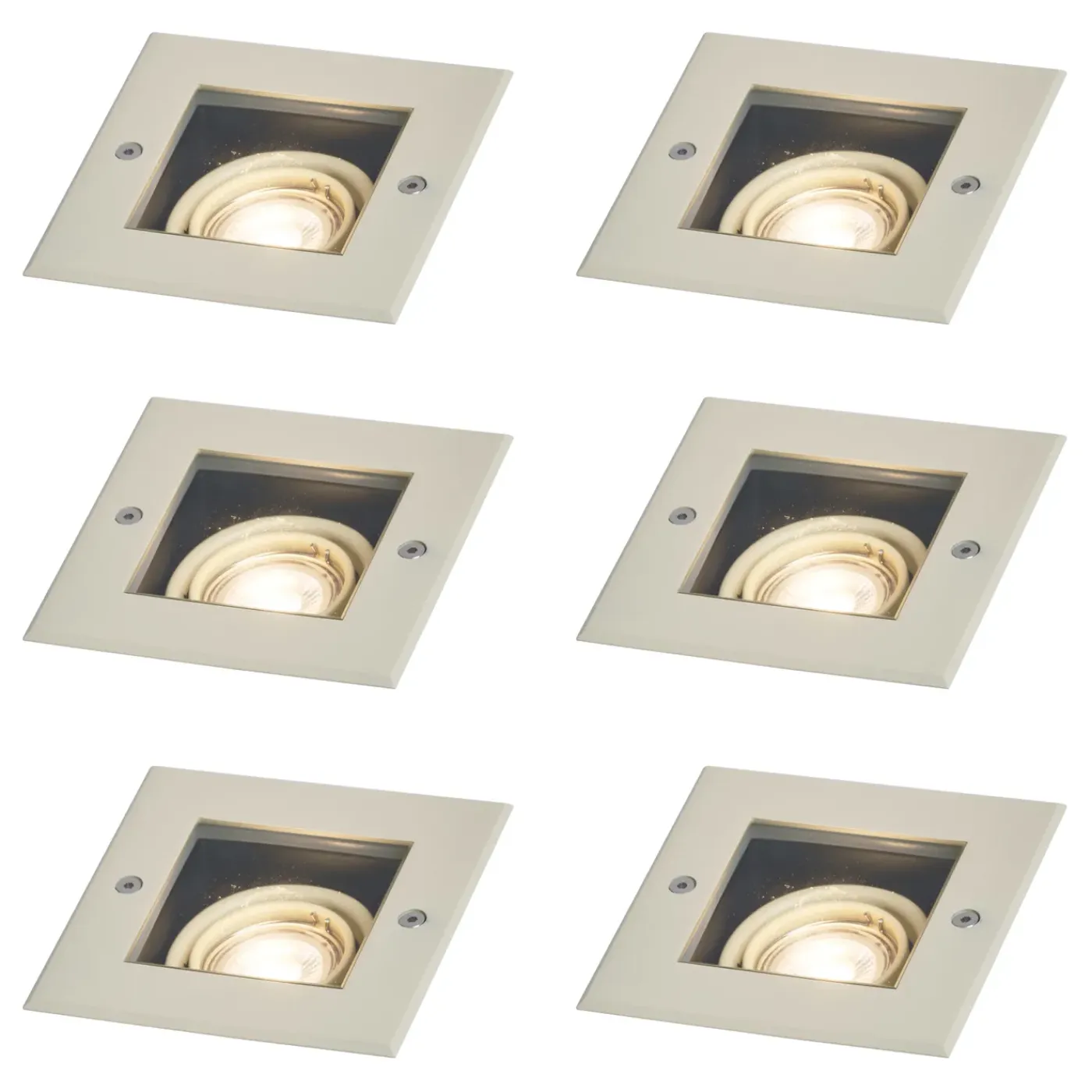 QAZQA Set Van 6 Moderne Grondspots Beige Gu10 50mm Draai- En Kantelbaar Ip65 - Oneon
